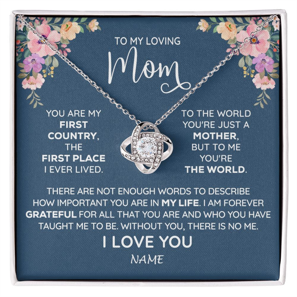 Love Knot Necklace | Personalized To My Mom Necklace From Daughter Son I Am Forever Grateful Mom Birthday Mothers Day Christmas Pendant Jewelry Customized Gift Box Message Card | teecentury