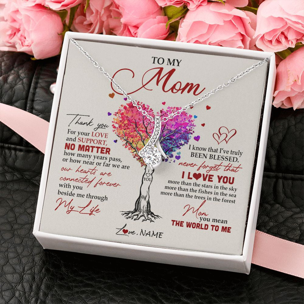 Alluring Beauty Necklace | Personalized To My Mom Necklace From Daughter Son Never Forget That I Love You You Mean The World Mom Birthday Mothers Day Christmas Customized Gift Box Message Card | teecentury