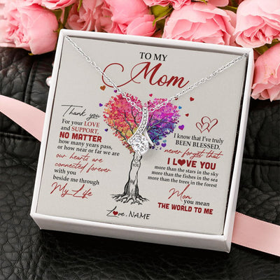 Alluring Beauty Necklace | Personalized To My Mom Necklace From Daughter Son Never Forget That I Love You You Mean The World Mom Birthday Mothers Day Christmas Customized Gift Box Message Card | teecentury