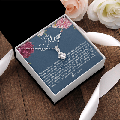 Alluring Beauty Necklace | Personalized To My Mom Necklace From Daughter Thank You For Being My Rock Mom Birthday Mothers Day Christmas Pendant Jewelry Customized Gift Box Message Card | teecentury