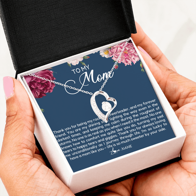 Forever Love Necklace | Personalized To My Mom Necklace From Daughter Thank You For Being My Rock Mom Birthday Mothers Day Christmas Pendant Jewelry Customized Gift Box Message Card | teecentury