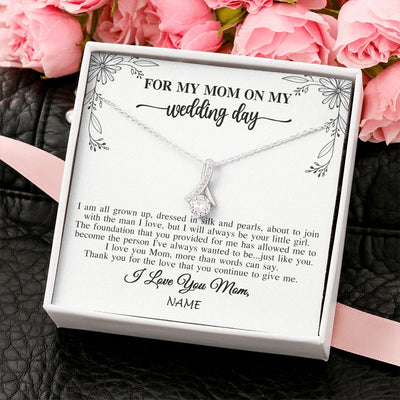 Alluring Beauty Necklace | Personalized To My Mom On My Wedding Day Necklace From Daughter Bride I Love You Mom Mother Jewelry Customized Gift Box Message Card | teecentury