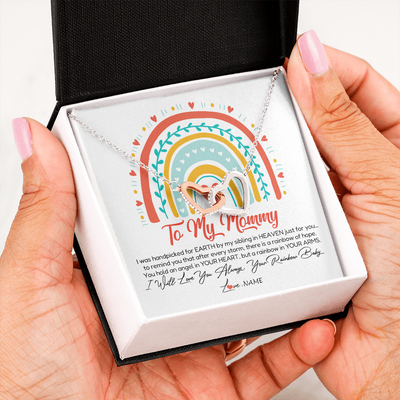 Interlocking Hearts Necklace | Personalized To My Mommy Necklace Rainbow Baby Expecting New Mom Amazing Mother 1st Mom Pregnant Mother To Be Mothers Day Customized Gift Box Message Card | teecentury