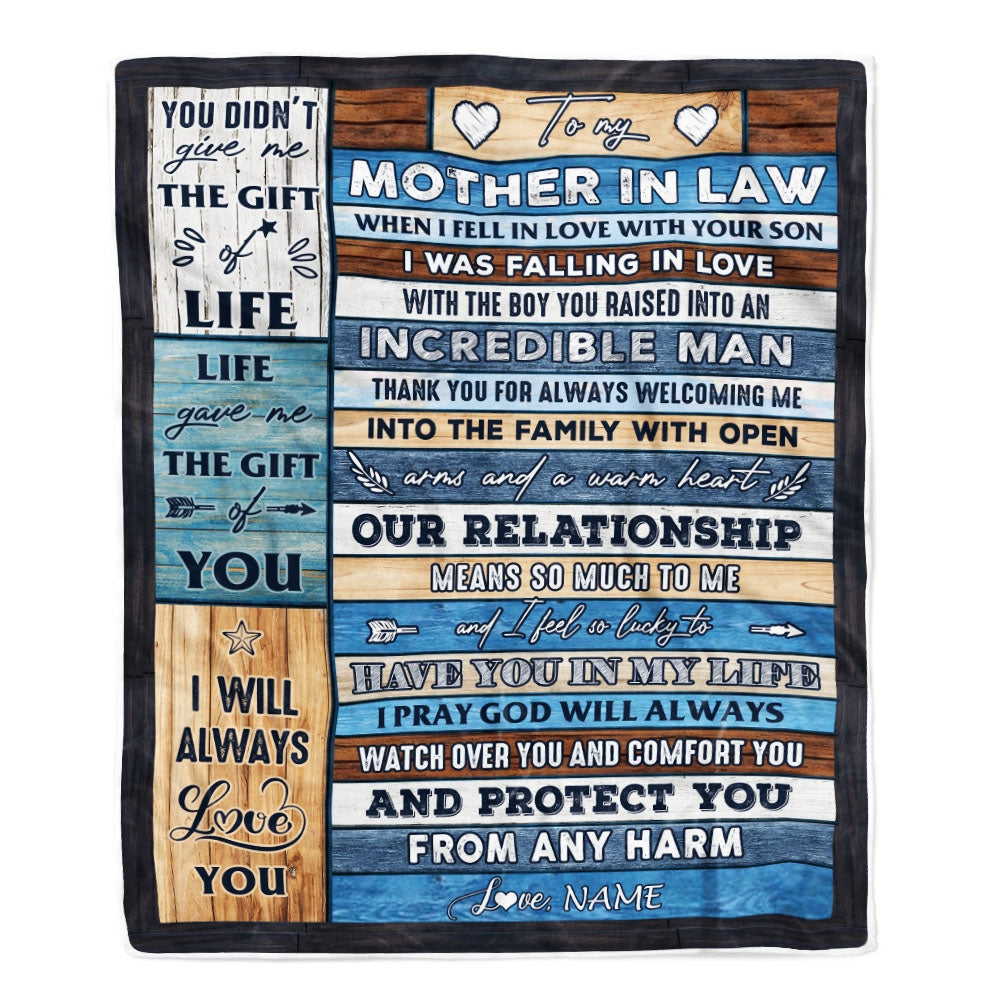 Personalized To My Mother In Law Blanket From Daughter Wood Always Love You Mother In Law Birthday Mothers Day Christmas Customized Fleece Throw Blanket | teecentury