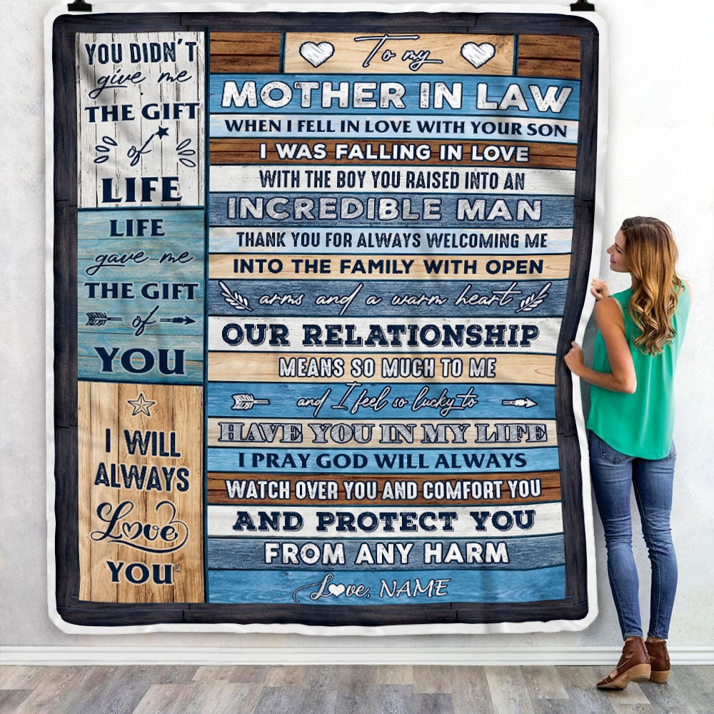 Personalized To My Mother In Law Blanket From Daughter Wood Always Love You Mother In Law Birthday Mothers Day Christmas Customized Fleece Throw Blanket | teecentury