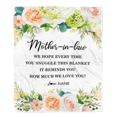 Personalized To My Mother In Law Blanket How Much We Love You Flower Mother In Law Birthday Mothers Daythanksgiving Christmas Fleece Throw Blanket | teecentury