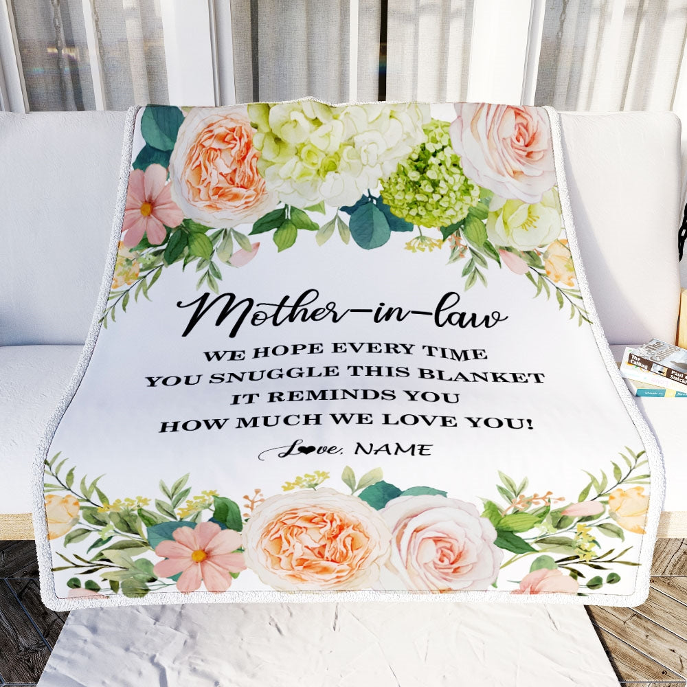 Personalized To My Mother In Law Blanket How Much We Love You Flower Mother In Law Birthday Mothers Daythanksgiving Christmas Fleece Throw Blanket | teecentury