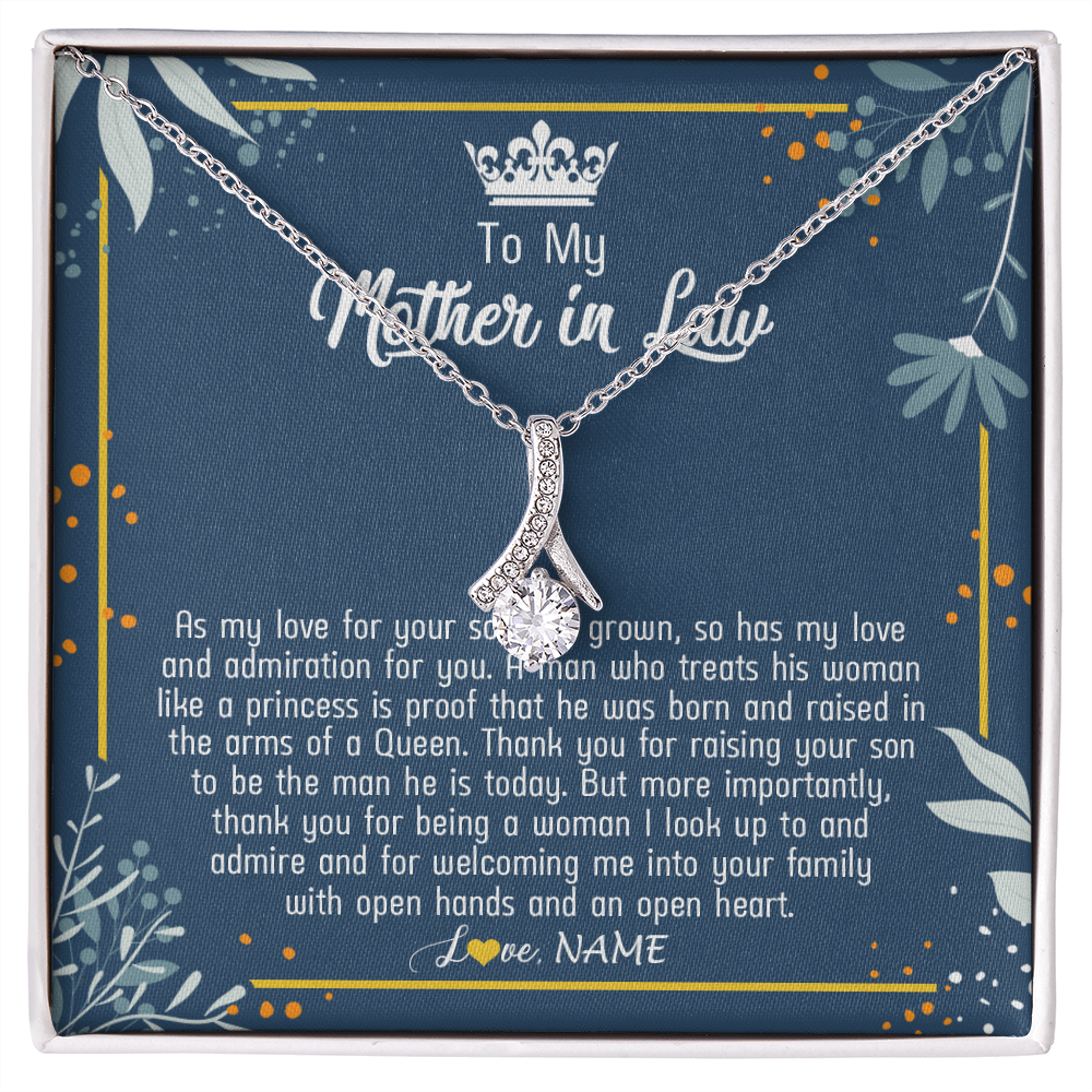 Alluring Beauty Necklace | Personalized To My Mother In Law Necklace As My Love For Your Son Mother's Day Husband's Mom Birthday Anniversary Christmas Customized Gift Box Message Card | teecentury