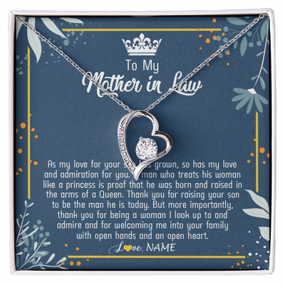 Forever Love Necklace | Personalized To My Mother In Law Necklace As My Love For Your Son Mother's Day Husband's Mom Birthday Anniversary Christmas Customized Gift Box Message Card | teecentury