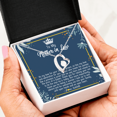 Forever Love Necklace | Personalized To My Mother In Law Necklace As My Love For Your Son Mother's Day Husband's Mom Birthday Anniversary Christmas Customized Gift Box Message Card | teecentury