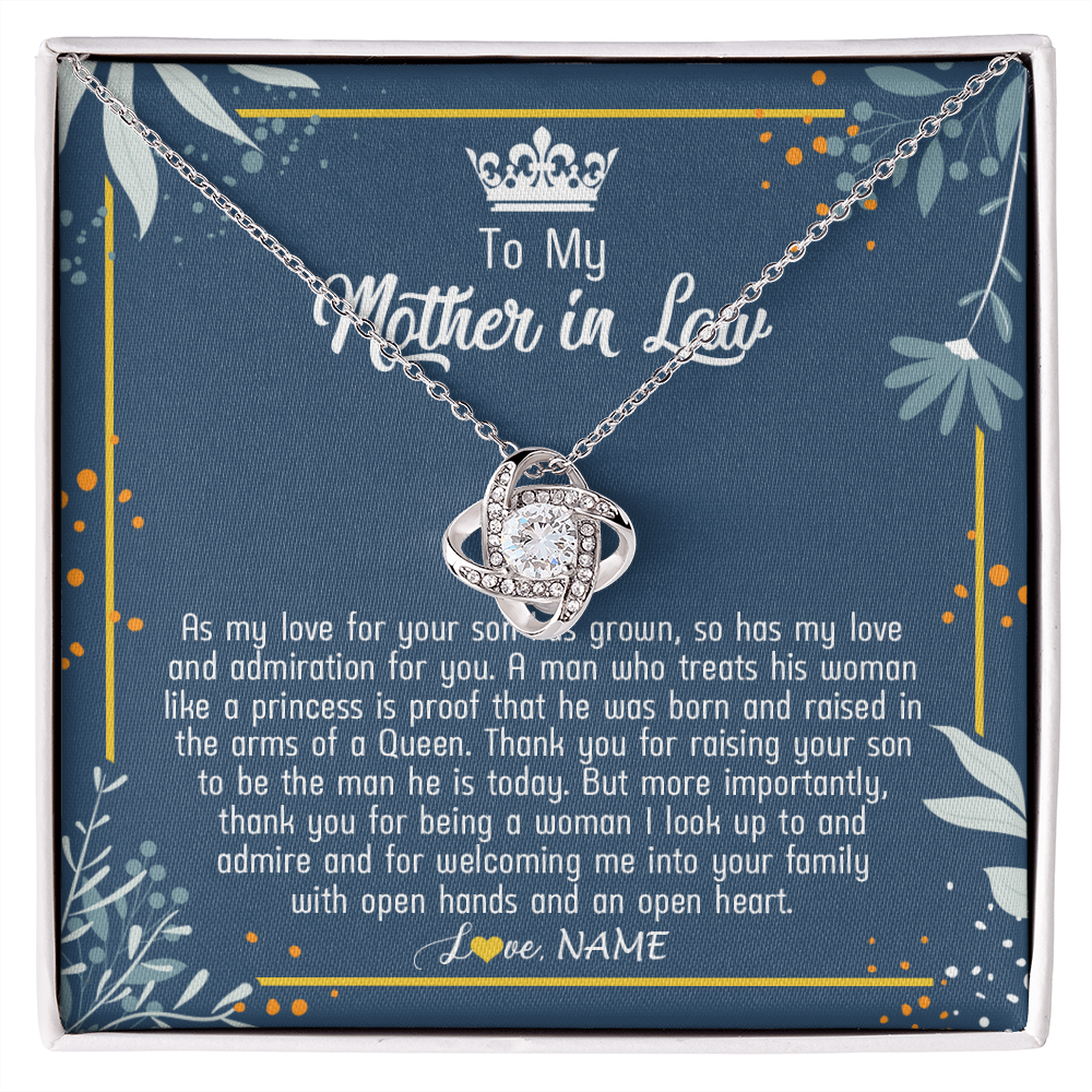 Love Knot Necklace | Personalized To My Mother In Law Necklace As My Love For Your Son Mother's Day Husband's Mom Birthday Anniversary Christmas Customized Gift Box Message Card | teecentury