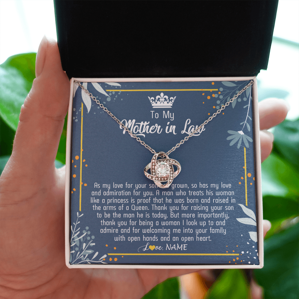 Love Knot Necklace | Personalized To My Mother In Law Necklace As My Love For Your Son Mother's Day Husband's Mom Birthday Anniversary Christmas Customized Gift Box Message Card | teecentury