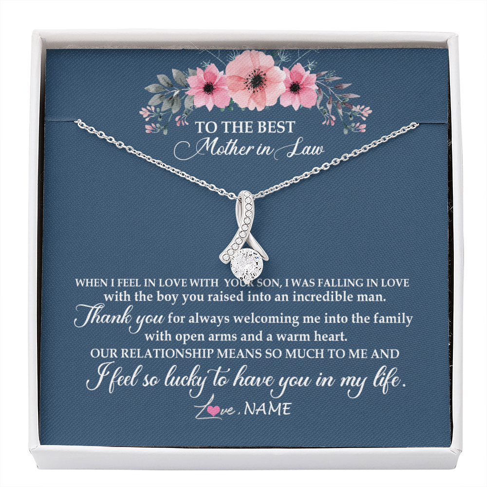 Alluring Beauty Necklace | Personalized To My Mother In Law Necklace From Daughter In Law Thank You Mother Of The Groom Jewelry Birthday Mothers Day Christmas Customized Message Card | teecentury
