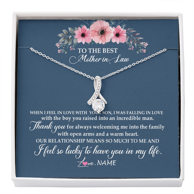 Alluring Beauty Necklace | Personalized To My Mother In Law Necklace From Daughter In Law Thank You Mother Of The Groom Jewelry Birthday Mothers Day Christmas Customized Message Card | teecentury