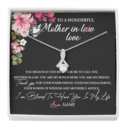Alluring Beauty Necklace | Personalized To My Mother In Law Necklace From Daughter In Law You Are My Bonus Mom Jewelry Birthday Mothers Day Christmas Customized Gift Box Message Card | teecentury