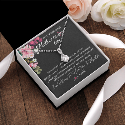 Alluring Beauty Necklace | Personalized To My Mother In Law Necklace From Daughter In Law You Are My Bonus Mom Jewelry Birthday Mothers Day Christmas Customized Gift Box Message Card | teecentury
