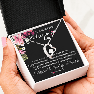 Forever Love Necklace | Personalized To My Mother In Law Necklace From Daughter In Law You Are My Bonus Mom Jewelry Birthday Mothers Day Christmas Customized Gift Box Message Card | teecentury