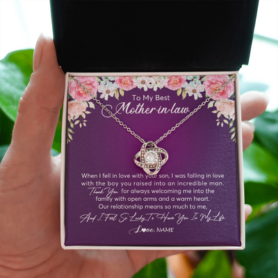 Love Knot Necklace | Personalized To My Mother In Law Necklace Thank You Mother In Law Wedding Day Birthday Monthers Day Christmas Jewelry Pendant Customized Gift Box Message Card | teecentury