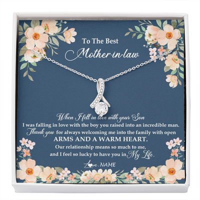 Alluring Beauty Necklace | Personalized To My Mother In Law Necklace from Daugter In Law Feel In Love Son Mother Of My Husband Jewelry Birthday Wedding Pendant Customized Message Card | teecentury