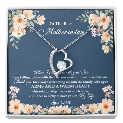 Forever Love Necklace | Personalized To My Mother In Law Necklace from Daugter In Law Feel In Love Son Mother Of My Husband Jewelry Birthday Wedding Pendant Customized Message Card | teecentury