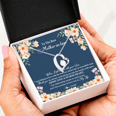 Forever Love Necklace | Personalized To My Mother In Law Necklace from Daugter In Law Feel In Love Son Mother Of My Husband Jewelry Birthday Wedding Pendant Customized Message Card | teecentury