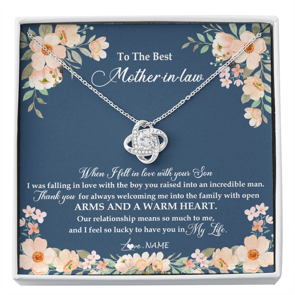 Love Knot Necklace | Personalized To My Mother In Law Necklace from Daugter In Law Feel In Love Son Mother Of My Husband Jewelry Birthday Wedding Pendant Customized Message Card | teecentury