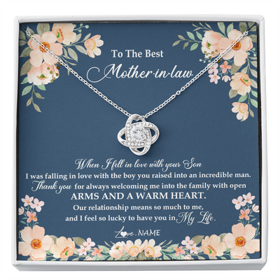 Love Knot Necklace | Personalized To My Mother In Law Necklace from Daugter In Law Feel In Love Son Mother Of My Husband Jewelry Birthday Wedding Pendant Customized Message Card | teecentury