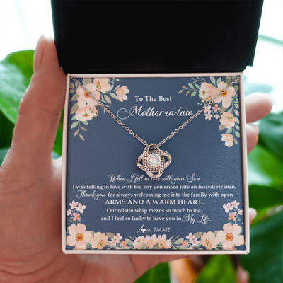 Love Knot Necklace | Personalized To My Mother In Law Necklace from Daugter In Law Feel In Love Son Mother Of My Husband Jewelry Birthday Wedding Pendant Customized Message Card | teecentury
