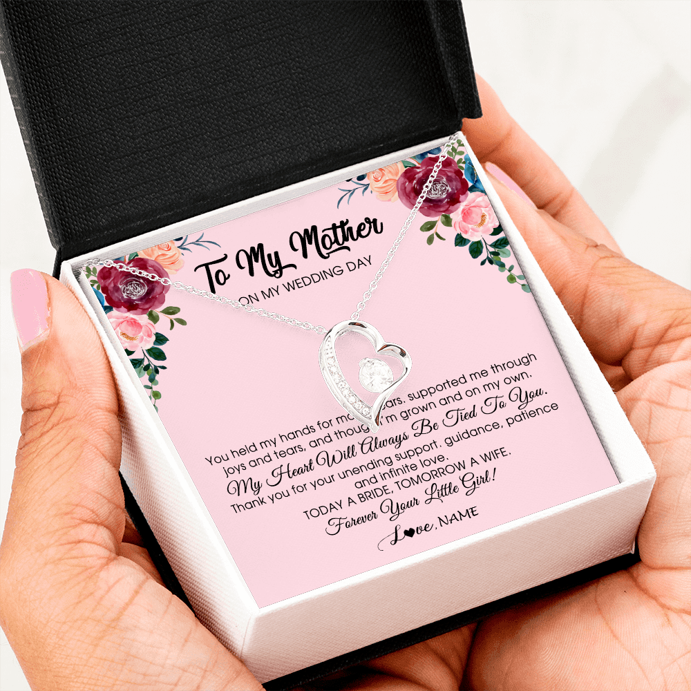 Forever Love Necklace | Personalized To My Mother Necklace from Daughter On Wedding Day for Mom Bride's Mother Customized Gift Box Message Card | teecentury