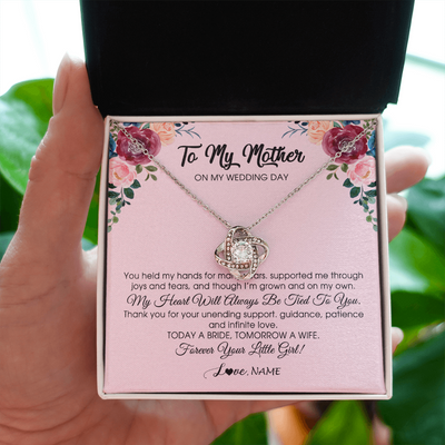 Love Knot Necklace | Personalized To My Mother Necklace from Daughter On Wedding Day for Mom Bride's Mother Customized Gift Box Message Card | teecentury