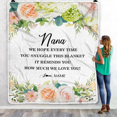 Personalized To My Nana Blanket From Grandkids How Much We Love You Flower Nana Birthday Mothers Day Christmas Customized Fleece Throw Blanket | teecentury