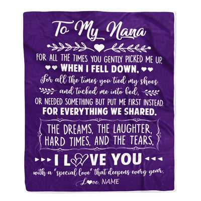 Personalized To My Nana Blanket From Grandkids I Love You With A Special Love Nana Birthday Mothers Day Christmas Customized Fleece Throw Blanket | teecentury
