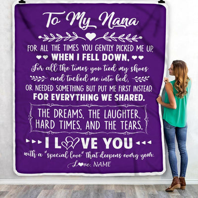 Personalized To My Nana Blanket From Grandkids I Love You With A Special Love Nana Birthday Mothers Day Christmas Customized Fleece Throw Blanket | teecentury