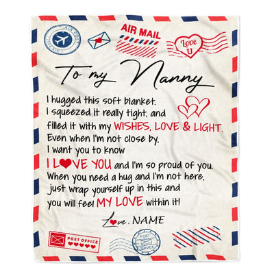 Personalized To My Nanny Blanket From Kids Air Mail Letter I Love You Nanny Birthday Mothers Day Christmas Customized Fleece Throw Blanket | teecentury