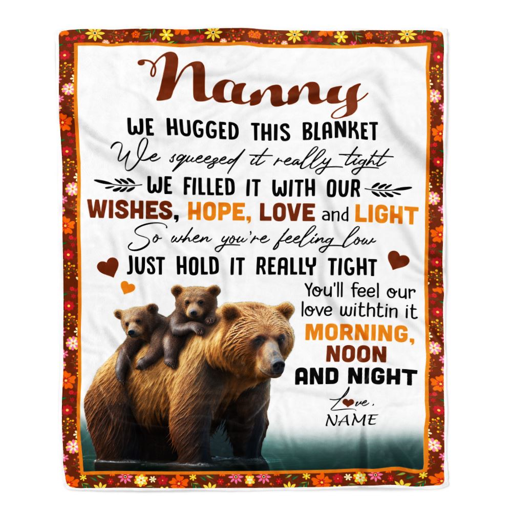 Personalized To My Nanny Blanket From Kids Bear I Love You Nanny Birthday Mothers Day Thanksgiving Christmas Customized Fleece Throw Blanket | teecentury