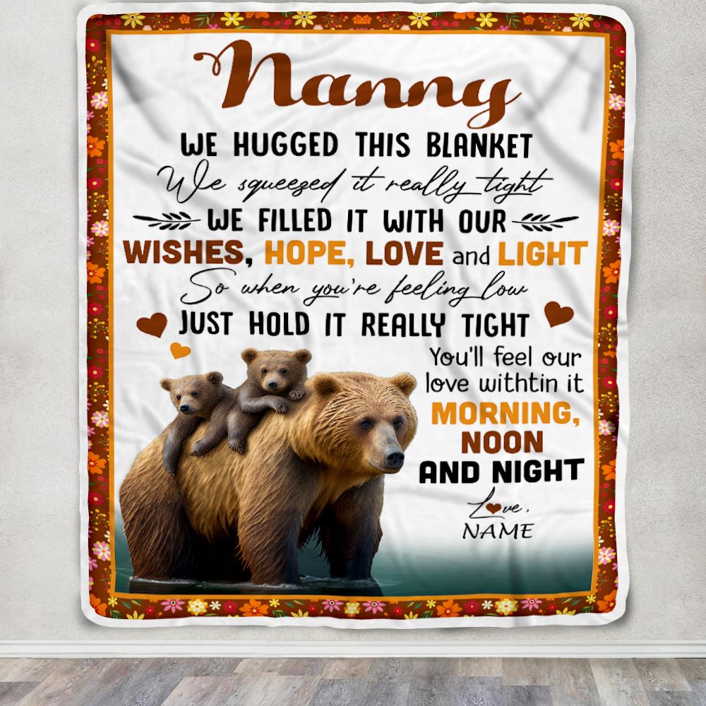 Personalized To My Nanny Blanket From Kids Bear I Love You Nanny Birthday Mothers Day Thanksgiving Christmas Customized Fleece Throw Blanket | teecentury