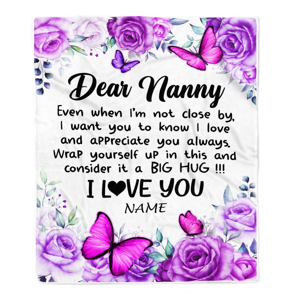 Personalized To My Nanny Blanket From Kids Butterfly Love And Appreciate Nanny Birthday Mothers Day Thanksgiving Christmas Customized Fleece Throw Blanket | teecentury