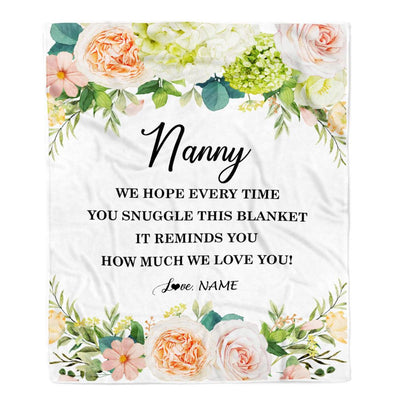 Personalized To My Nanny Blanket From Kids How Much We Love You Flower Nanny Birthday Mothers Day Christmas Customized Fleece Throw Blanket | teecentury