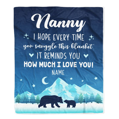 Personalized To My Nanny Blanket From Kids I Hope Every Time Bear Nanny Birthday Mothers Day Thanksgiving Christmas Customized Fleece Throw Blanket | teecentury