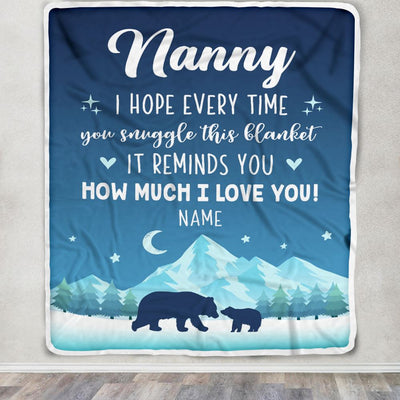 Personalized To My Nanny Blanket From Kids I Hope Every Time Bear Nanny Birthday Mothers Day Thanksgiving Christmas Customized Fleece Throw Blanket | teecentury