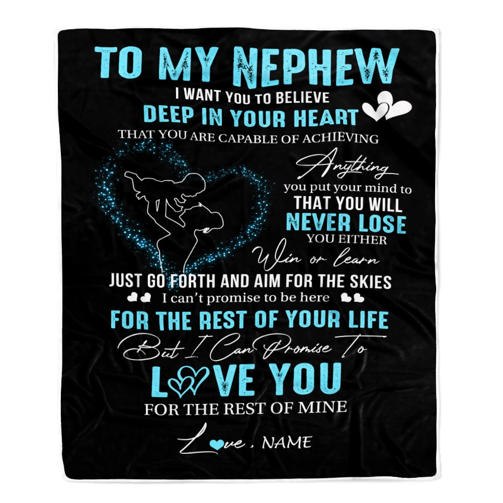 Personalized To My Nephew Blanket From Aunt Auntie Promise To Love You Nephew Birthday Graduation Christmas Customized Bed Fleece Throw Blanket | teecentury
