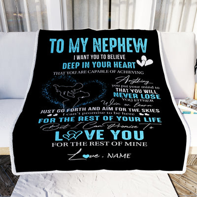 Personalized To My Nephew Blanket From Aunt Auntie Promise To Love You Nephew Birthday Graduation Christmas Customized Bed Fleece Throw Blanket | teecentury