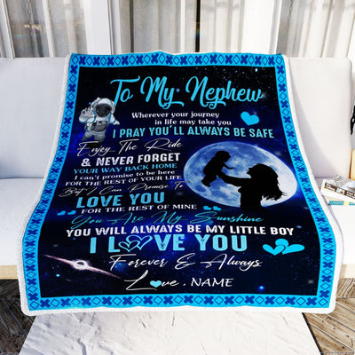 Personalized To My Nephew Blanket From Aunt Auntie Wherever Your Journey My Little Boy Nephew Birthday Graduation Christmas Customized Fleece Blanket | teecentury