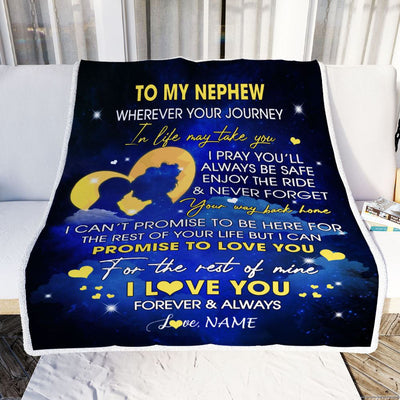Personalized To My Nephew Blanket From Aunt Auntie Wherever Your Journey Nephew Birthday Graduation Christmas Customized Bed Fleece Throw Blanket | teecentury