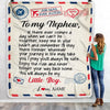 Personalized To My Nephew Blanket From Aunt Uncle Air Mail Letter Little Boy Nephew Birthday Christmas Gift Customized Bed Quilt Fleece Throw Blanket Blanket | Teecentury.com