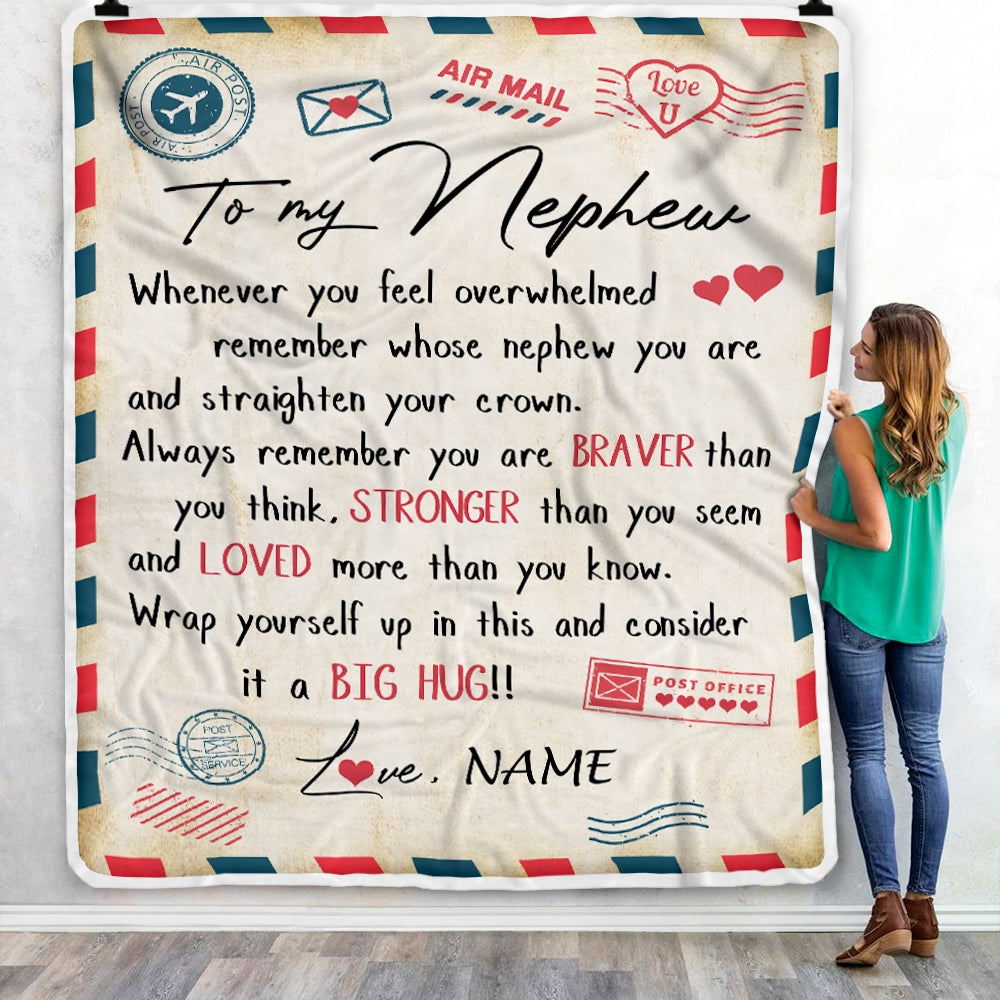 Personalized To My Nephew Blanket From Aunt Uncle Auntie Mail Letter Nephew Birthday Graduation Christmas Customized Fleece Blanket Blanket | Teecentury.com
