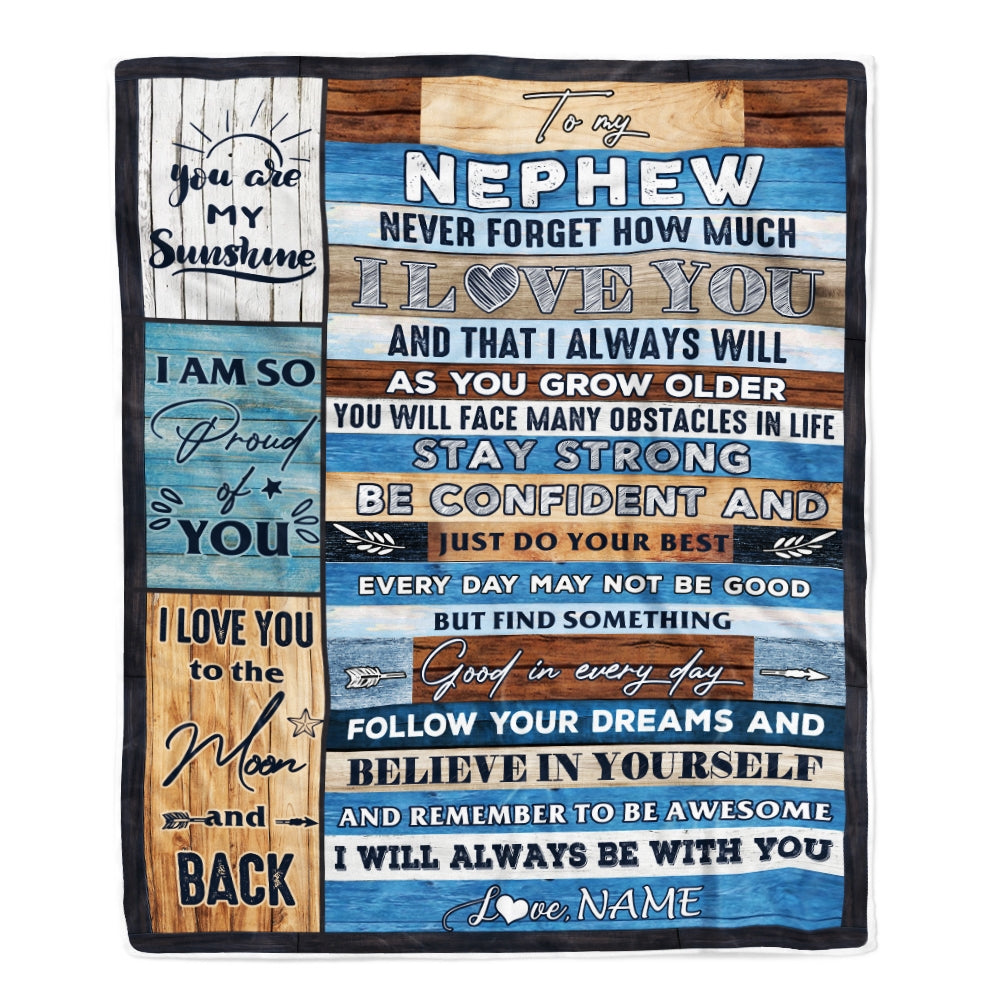 Personalized To My Nephew Blanket From Aunt Uncle Titi Proud Of You I Love You Wood Nephew Birthday Thanksgiving Christmas Customized Fleece Blanket Blanket | Teecentury.com