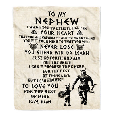 Personalized To My Nephew Blanket From Uncle You Will Never Lose Viking Nephew Birthday Graduation Christmas Customized Fleece Throw Blanket | teecentury