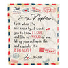 Personalized To My Nephew Blanket from Aunt Uncle Proud Of You Air Mail Letter Nephew Birthday Christmas Gift Customized Bed Quilt Fleece Throw Blanket Blanket | Teecentury.com