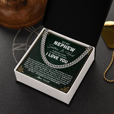 Cuban Link Chain Necklace | Personalized To My Nephew Necklace Cuban From Aunt Uncle You Are My Greatest Gift Nephew Birthday Graduation Christmas Customized Gift Box Message Card | teecentury